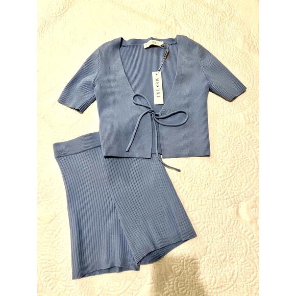 (Rare) NWT Meshki Blue Biker Short Set - Size Small - Picture 1 of 4